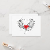 Red Angel Heart mit Flügeln Karte (Vorderseite/Rückseite Beispiel)