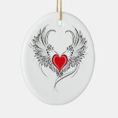 Red Angel Heart mit Flügeln Keramik Ornament (Rechts)