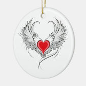 Red Angel Heart mit Flügeln Keramik Ornament (Links)