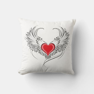 Red Angel Heart mit Flügeln Kissen