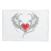 Red Angel Heart mit Flügeln Kissenbezug (Rückseite)