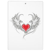 Red Angel Heart mit Flügeln Klemmbrett (Rückseite)