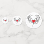 Red Angel Heart mit Flügeln Konfetti (Rückseiten)