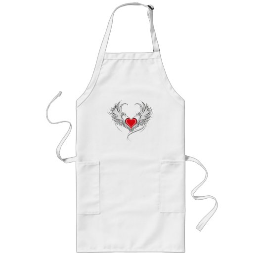 Red Angel Heart mit Flügeln Lange Schürze (Vorne)