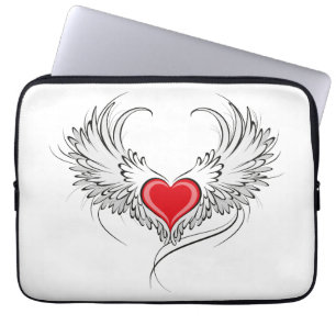 Red Angel Heart mit Flügeln Laptopschutzhülle