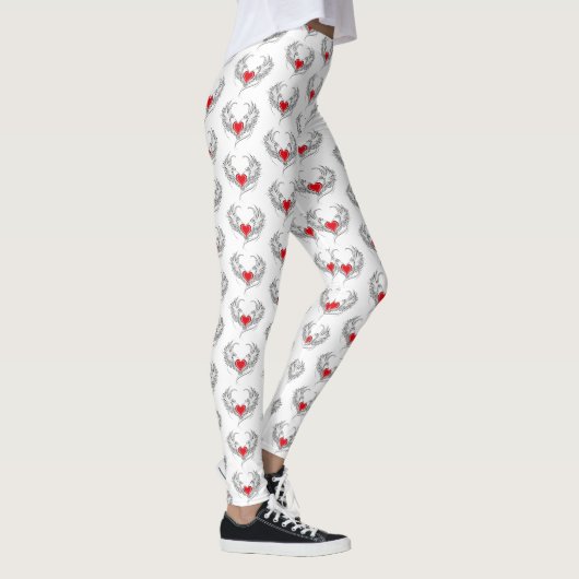Red Angel Heart mit Flügeln Leggings (Rechts)