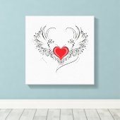 Red Angel Heart mit Flügeln Leinwanddruck (Insitu (Holzboden))