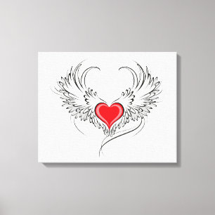 Red Angel Heart mit Flügeln Leinwanddruck
