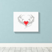 Red Angel Heart mit Flügeln Leinwanddruck (Insitu (Holzboden))