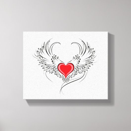 Red Angel Heart mit Flügeln Leinwanddruck (Vorderseite)