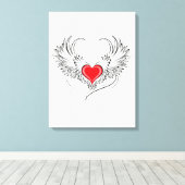 Red Angel Heart mit Flügeln Leinwanddruck (Insitu (Holzboden))