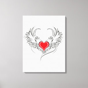 Red Angel Heart mit Flügeln Leinwanddruck