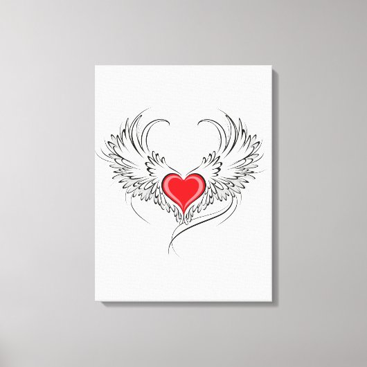 Red Angel Heart mit Flügeln Leinwanddruck (Vorderseite)