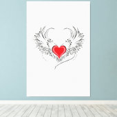 Red Angel Heart mit Flügeln Leinwanddruck (Insitu (Holzboden))
