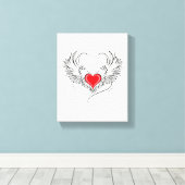 Red Angel Heart mit Flügeln Leinwanddruck (Insitu (Holzboden))