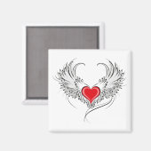 Red Angel Heart mit Flügeln Magnet (Vorderseite/Rückseite)