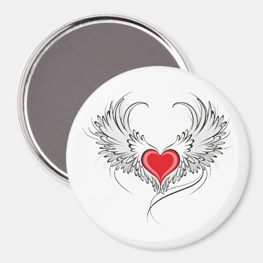 Red Angel Heart mit Flügeln Magnet (Vorderseite/Rückseite)
