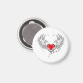 Red Angel Heart mit Flügeln Magnet (Vorderseite/Rückseite)