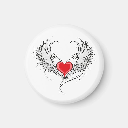 Red Angel Heart mit Flügeln Magnet (Vorne)