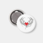 Red Angel Heart mit Flügeln Magnet (Vorderseite/Rückseite)