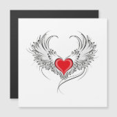 Red Angel Heart mit Flügeln Magneteinladung (Vorne/Hinten)