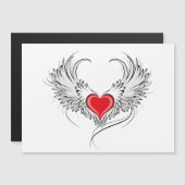 Red Angel Heart mit Flügeln Magneteinladung (Vorne/Hinten)