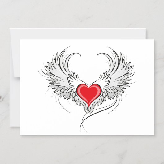 Red Angel Heart mit Flügeln Magneteinladung (Vorderseite)