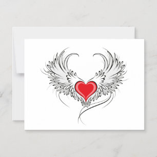 Red Angel Heart mit Flügeln Magneteinladung