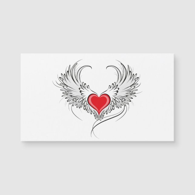 Red Angel Heart mit Flügeln Magnetkarte (Vorderseite)