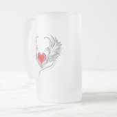Red Angel Heart mit Flügeln Mattglas Bierglas (Vorderseite Links)