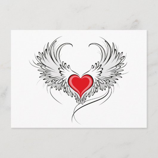 Red Angel Heart mit Flügeln Menükarte (Vorderseite)