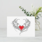 Red Angel Heart mit Flügeln Menükarte (Stehend Vorderseite)