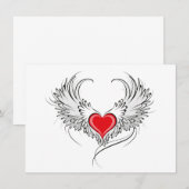Red Angel Heart mit Flügeln Menükarte (Vorne/Hinten)