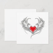 Red Angel Heart mit Flügeln Menükarte (Vorne/Hinten)