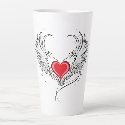 Red Angel Heart mit Flügeln Milchtasse (Vorderseite)