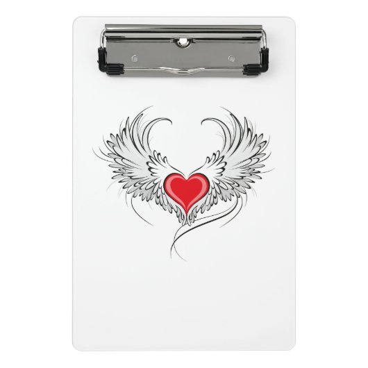 Red Angel Heart mit Flügeln Mini Klemmbrett (Vorderseite)