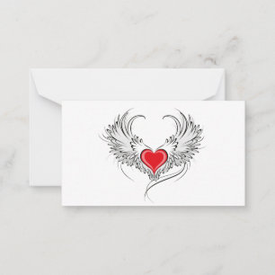 Red Angel Heart mit Flügeln Mitteilungskarte
