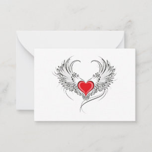 Red Angel Heart mit Flügeln Mitteilungskarte
