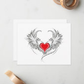 Red Angel Heart mit Flügeln Mitteilungskarte (Vorderseite/Rückseite Beispiel)