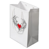 Red Angel Heart mit Flügeln Mittlere Geschenktüte (Rückseite Schrägansicht)