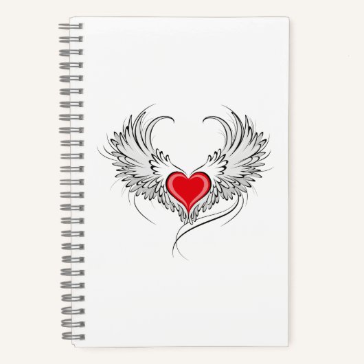 Red Angel Heart mit Flügeln Notizblock (Vorderseite)
