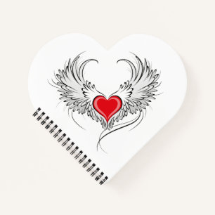 Red Angel Heart mit Flügeln Notizblock