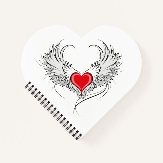 Red Angel Heart mit Flügeln Notizblock (Vorderseite)