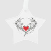 Red Angel Heart mit Flügeln Ornament (Rückseite)