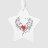 Red Angel Heart mit Flügeln Ornament (Vorderseite)