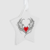 Red Angel Heart mit Flügeln Ornament (Vorderseite)