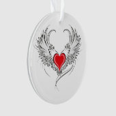 Red Angel Heart mit Flügeln Ornament (Vorderseite)