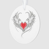 Red Angel Heart mit Flügeln Ornament (Vorderseite)