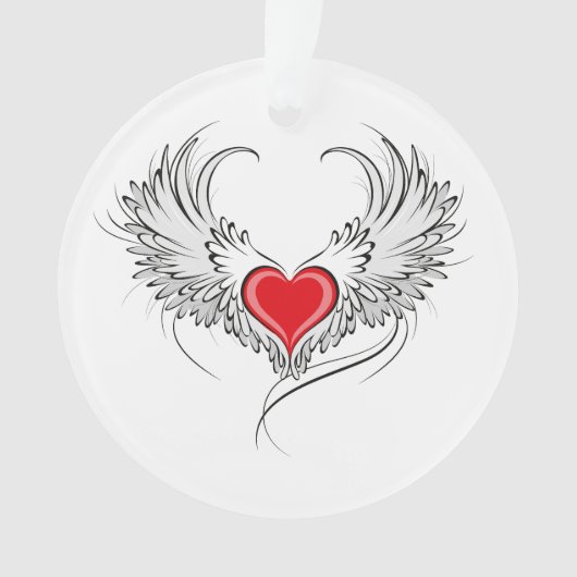 Red Angel Heart mit Flügeln Ornament (Vorderseite)