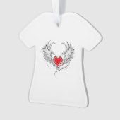 Red Angel Heart mit Flügeln Ornament (Vorderseite)